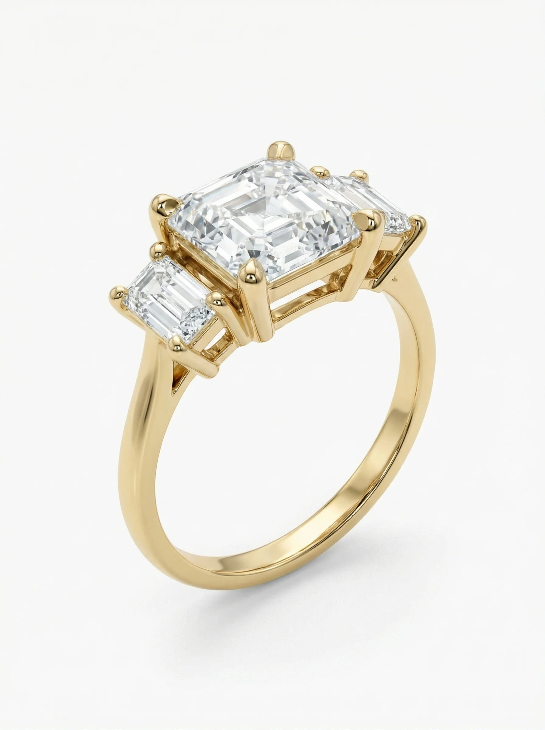 Solitario de Compromiso Vega, Diamante Asscher y Esmeralda1 Solitario de Compromiso Vega, Diamante Asscher y Esmeralda1