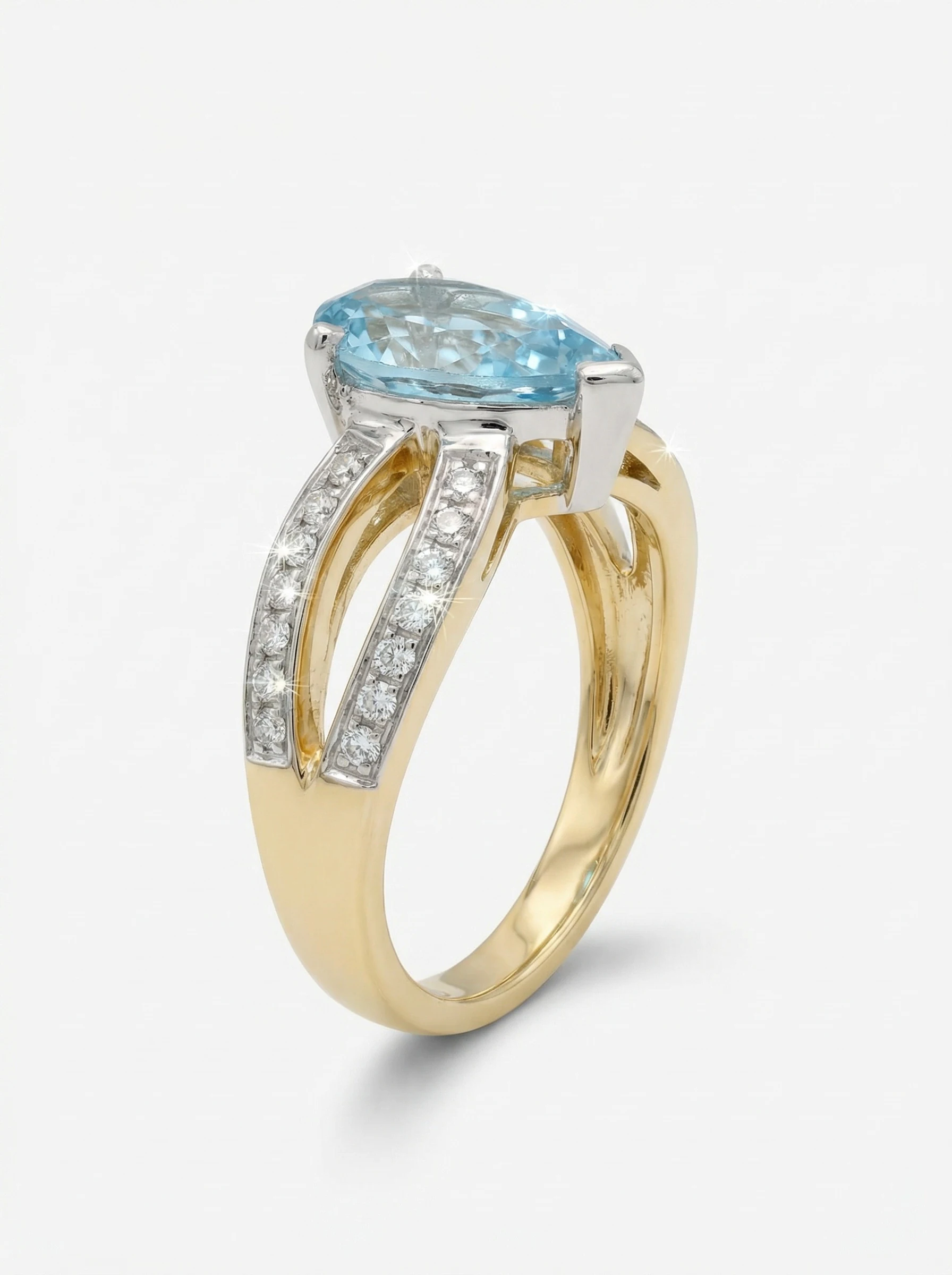 Solitario de Compromiso Alya, Pera Azul, Diamantes Creados.2 Solitario de Compromiso Alya, Pera Azul, Diamantes Creados.2