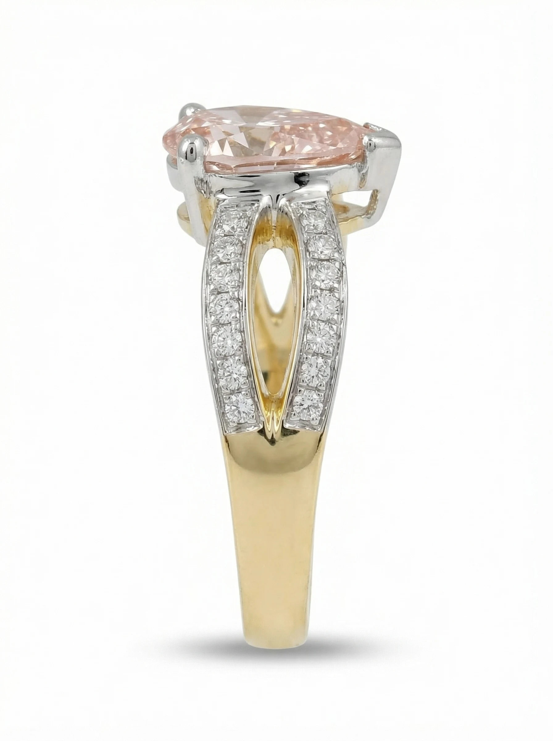 Solitario de Compromiso Alya, Pera Rosa, Diamantes Creados.2 Solitario de Compromiso Alya, Pera Rosa, Diamantes Creados.2