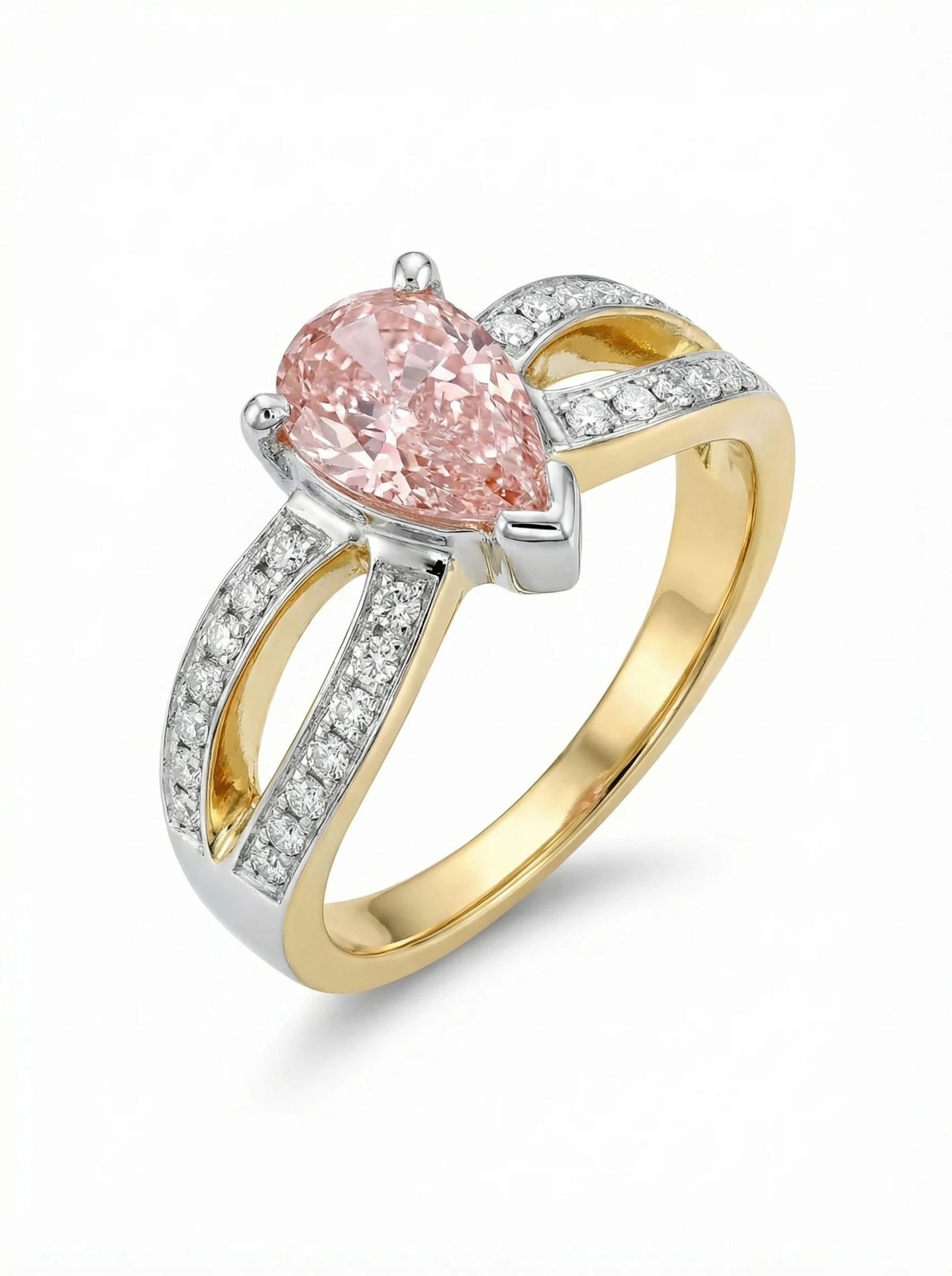 Solitario de Compromiso Alya, Pera Rosa, Diamantes Creados.3 Solitario de Compromiso Alya, Pera Rosa, Diamantes Creados.3