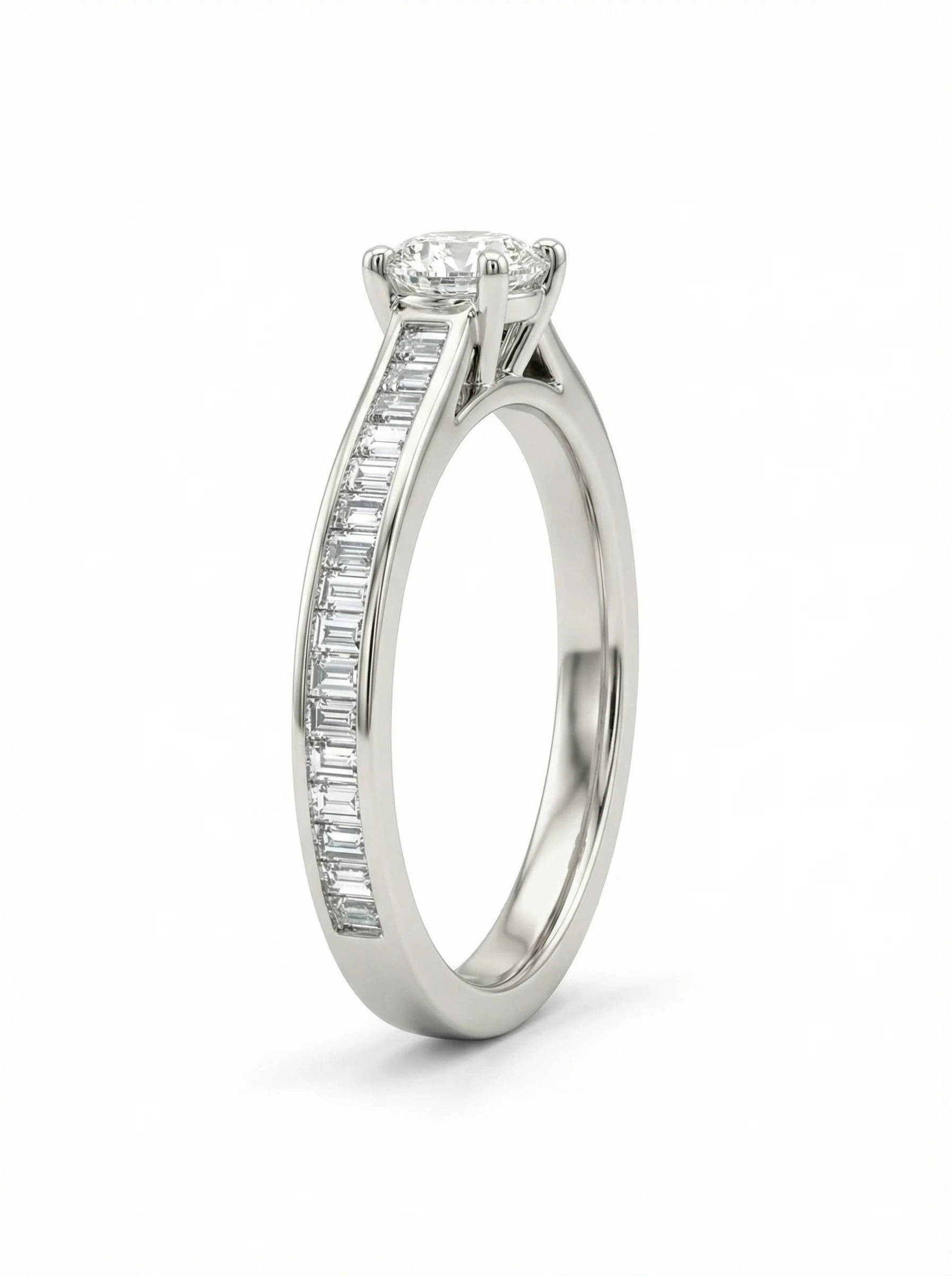 Solitario de Compromiso Aura, Brillante y Baguette, Diamante Natural.3 Solitario de Compromiso Aura, Brillante y Baguette, Diamante Natural.3