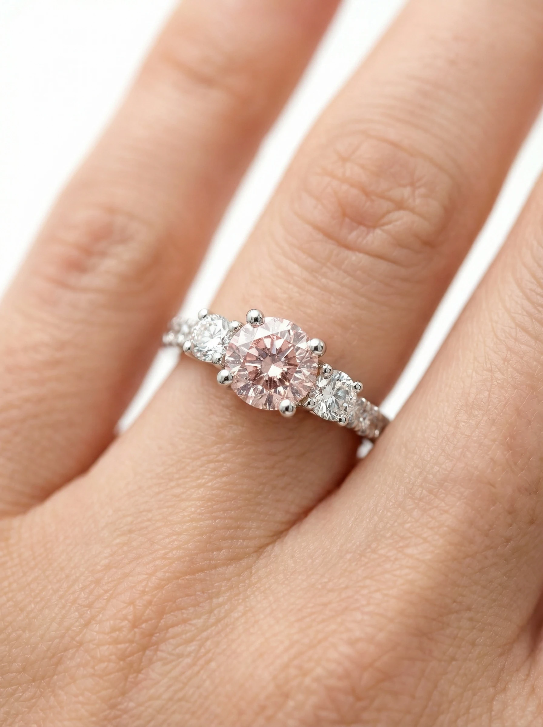 Solitario de Compromiso Trilogy, Diamante Rosa, Diamantes Creados.1 Solitario de Compromiso Trilogy, Diamante Rosa, Diamantes Creados.1